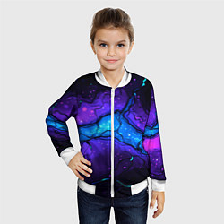 Бомбер детский Синяя звездная полоса в плите текстура, цвет: 3D-белый — фото 2