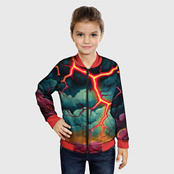 Бомбер детский Молнии в виде разлома, цвет: 3D-красный — фото 2