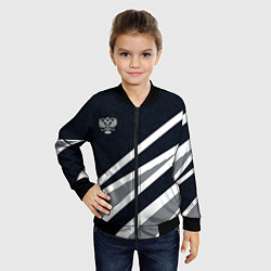 Бомбер детский Герб России тёмно-синий с белым, цвет: 3D-черный — фото 2