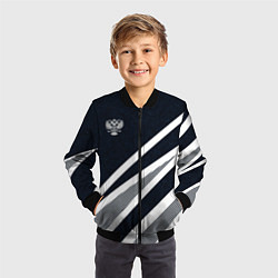 Бомбер детский Герб России тёмно-синий с белым, цвет: 3D-черный — фото 2