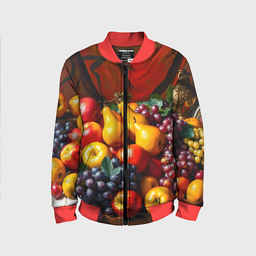 Детский бомбер Фруктовый натюрморт / 3D-Красный – фото 1