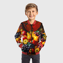 Бомбер детский Фруктовый натюрморт, цвет: 3D-красный — фото 2