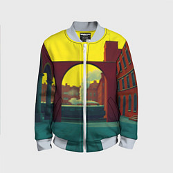 Бомбер детский Арт с поездом, цвет: 3D-серый