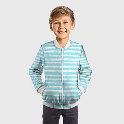 Бомбер детский Бело-голубой полосатый паттерн, цвет: 3D-белый — фото 2
