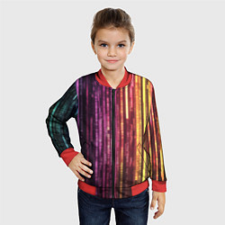 Бомбер детский Неоновый и переливающийся киберпанк узор, цвет: 3D-красный — фото 2