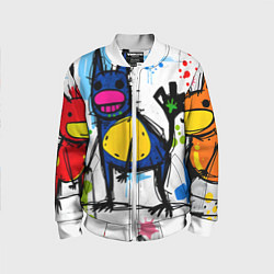 Бомбер детский Веселые зверята, цвет: 3D-белый