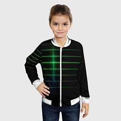 Бомбер детский The line is green and black, цвет: 3D-белый — фото 2