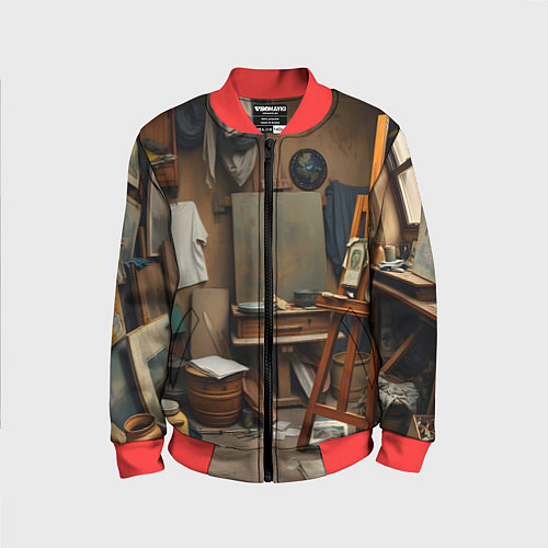 Детский бомбер Мастерская художника / 3D-Красный – фото 1