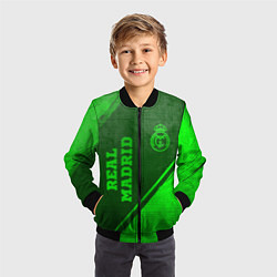 Бомбер детский Real Madrid - green gradient вертикально, цвет: 3D-черный — фото 2