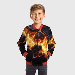 Бомбер детский Золотая лава текстура, цвет: 3D-красный — фото 2