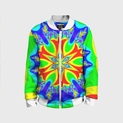 Бомбер детский Неоновая психоделика узор, цвет: 3D-белый