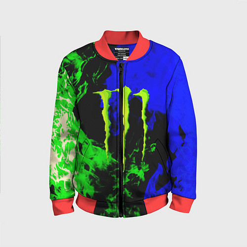 Детский бомбер Monster energy кислотный огонь / 3D-Красный – фото 1
