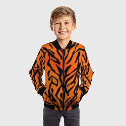 Бомбер детский Тигровый огненный паттерн, цвет: 3D-черный — фото 2