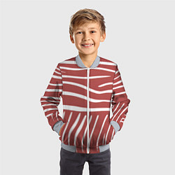 Бомбер детский Полоски красной зебры, цвет: 3D-серый — фото 2