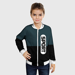 Бомбер детский Sport чёрно-синий с белым, цвет: 3D-белый — фото 2