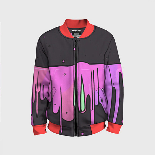 Детский бомбер Фиолетовая текстура на черном фоне / 3D-Красный – фото 1