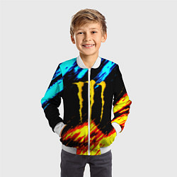 Бомбер детский Monster energy текстура огненная, цвет: 3D-белый — фото 2