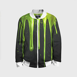 Бомбер детский Слизь зеленая текстура, цвет: 3D-белый