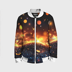 Бомбер детский Оранжевое боке на черном, цвет: 3D-белый