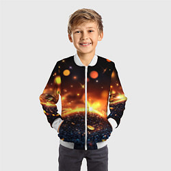 Бомбер детский Оранжевое боке на черном, цвет: 3D-белый — фото 2