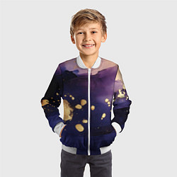 Бомбер детский Золотая краска на текстуре, цвет: 3D-белый — фото 2