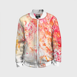 Детский бомбер Абстракция - splashes of pink and red paint on whi