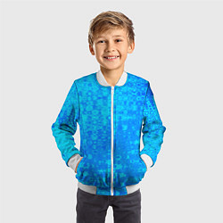 Бомбер детский Голубой неоновый абстрактная текстура, цвет: 3D-белый — фото 2