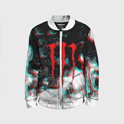 Бомбер детский Monster energy огонь глитч, цвет: 3D-белый