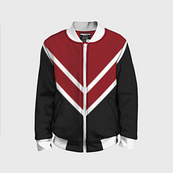 Бомбер детский Красный с чёрным и белые полосы, цвет: 3D-белый