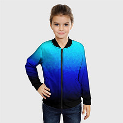 Бомбер детский Градиент мозаика из голубого в чёрный, цвет: 3D-черный — фото 2