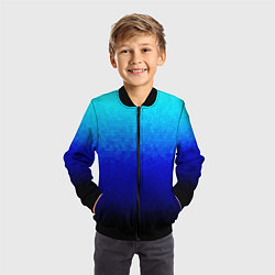 Бомбер детский Градиент мозаика из голубого в чёрный, цвет: 3D-черный — фото 2