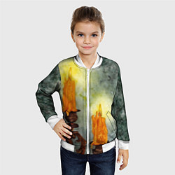 Бомбер детский Две горящие свечи в темноте, цвет: 3D-белый — фото 2