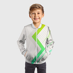 Бомбер детский Color white line green, цвет: 3D-белый — фото 2