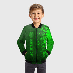 Бомбер детский AC Milan - green gradient по-вертикали, цвет: 3D-черный — фото 2