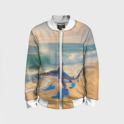 Бомбер детский Тралалеро тралала мем, цвет: 3D-белый