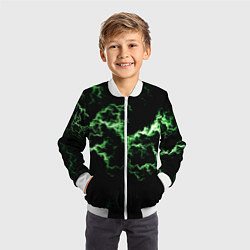 Бомбер детский Lightning green glow, цвет: 3D-белый — фото 2