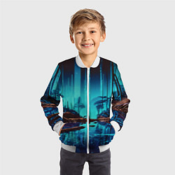 Бомбер детский В неоновом лесу, цвет: 3D-белый — фото 2