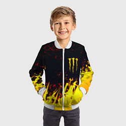 Бомбер детский Monster energy абстрактные краски, цвет: 3D-белый — фото 2