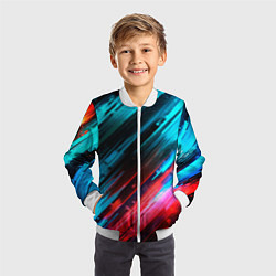 Бомбер детский Синяя и красная краска на черном, цвет: 3D-белый — фото 2