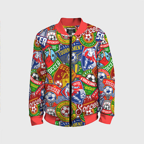 Детский бомбер Футбольные лиги паттерн / 3D-Красный – фото 1