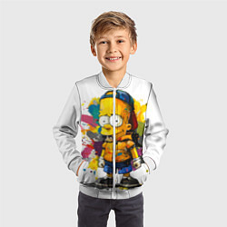 Бомбер детский Рисунок красками Барт Симпсон, цвет: 3D-белый — фото 2