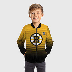 Бомбер детский Бостон Брюинз - геометрический градиент, цвет: 3D-черный — фото 2