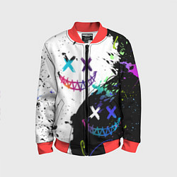Бомбер детский Неоновые брызги - жуткие улыбки, цвет: 3D-красный