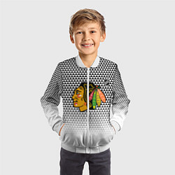 Бомбер детский Чикаго Блэкхокс - геометрический паттерн с градиен, цвет: 3D-белый — фото 2