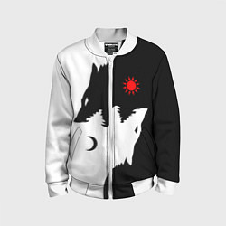 Бомбер детский Инь янь волки, цвет: 3D-белый