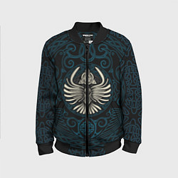 Бомбер детский Мистические вороны воины - орнамент татуировка, цвет: 3D-черный