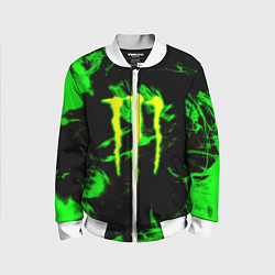 Бомбер детский Monster energy кислотное лого огонь, цвет: 3D-белый