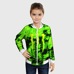 Бомбер детский Monster energy кислотное лого, цвет: 3D-белый — фото 2