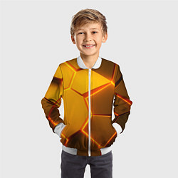 Бомбер детский Желтые неоновые соты - текстура, цвет: 3D-белый — фото 2
