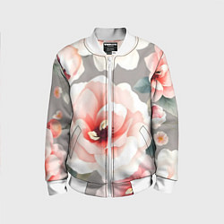 Бомбер детский Нежные цветы, цвет: 3D-белый